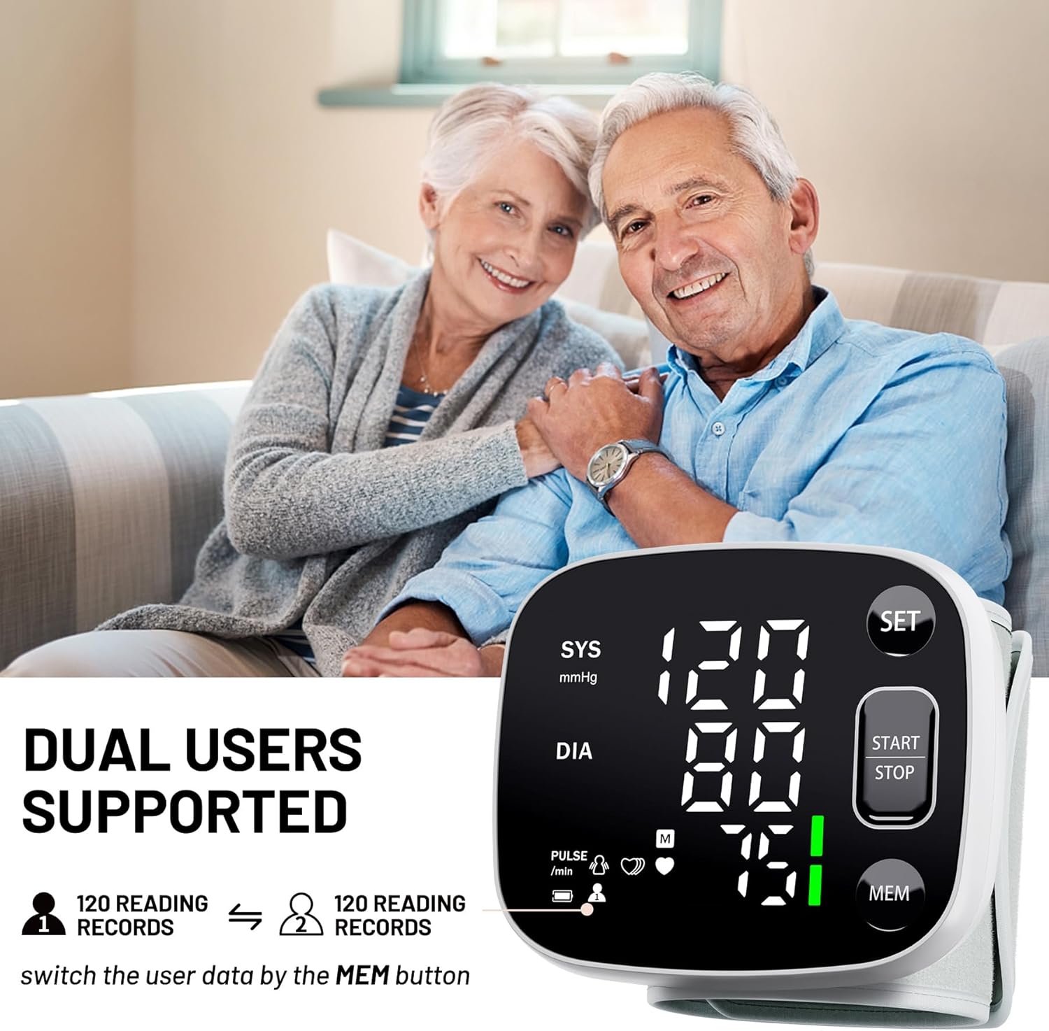 Medics on Duty-Oklar Blood Pressure Monitors for Home Use Rechargeable Wrist Digital BP Machine-image-1